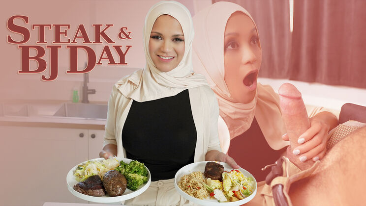 [Hijab Mylfs] - Steak and Blowjob Day! Porn Video in Full HD 😜