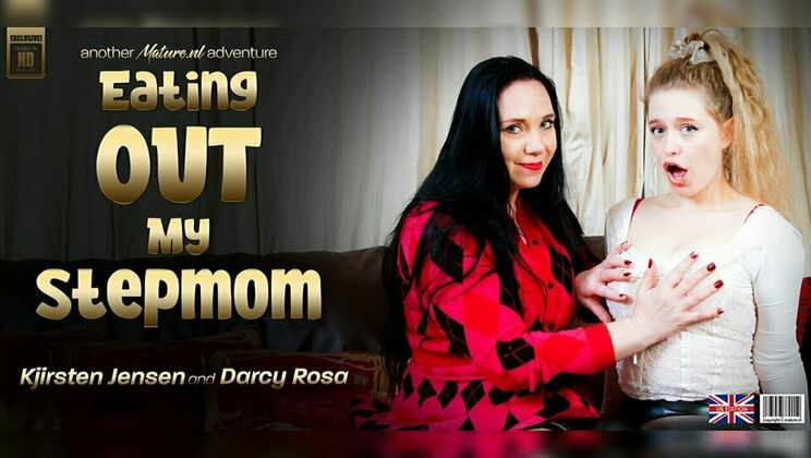 Lesbian Darcy Rosa is eating out her stepmom Kjirsten Jensen's wet pussy